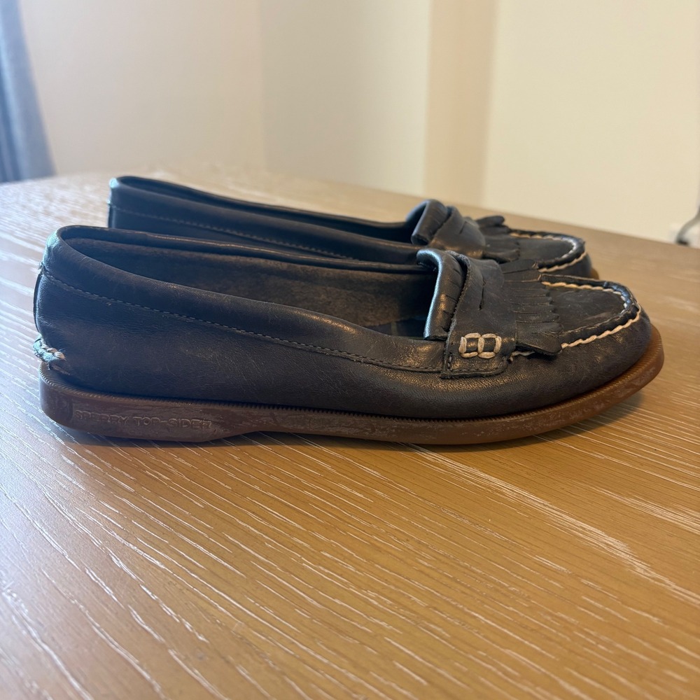 Sperry Top-Sider Womens 6M Navy Blue‎ Leather Kiltie Penny Loafers STS90039